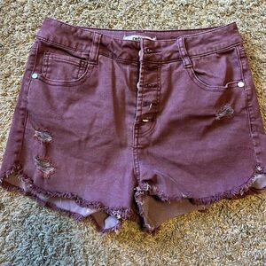 Refuge Maroon Denim Shorts Size 2